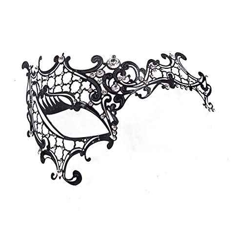 Product Cover Masquerade Mask for Women Metal Mask Shiny Rhinestone Venetian Party Evening Prom Ball Mask Bar Costumes Accessory (Half Face)