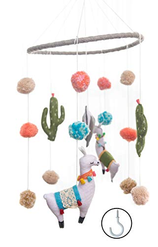 Product Cover Felt Llama Mobile | Baby Crib Mobile by Joey Co. | Felt Baby Crib Mobile | Simple, Minimalist, Fun Baby Nursery and Baby Crib Decoration