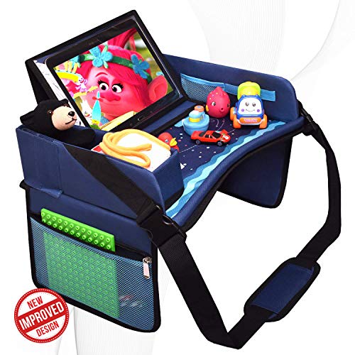 Product Cover DMoose Travel Lap Activity Tray for Kids and Toddlers, Padded Comfort Base, Side Walls, Mesh Snack Pockets, Tablet Holder, Waterproof Car Seat, Stroller, Airplane Play and Learn Area
