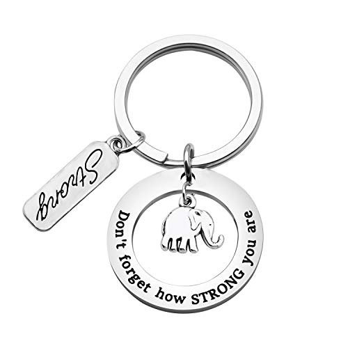 Product Cover MYOSPARK Elephant Keychain Don't Forget How Strong You Are Inspirational Gift For Graduate Elephant Lovers (Elephant Keychain 3)