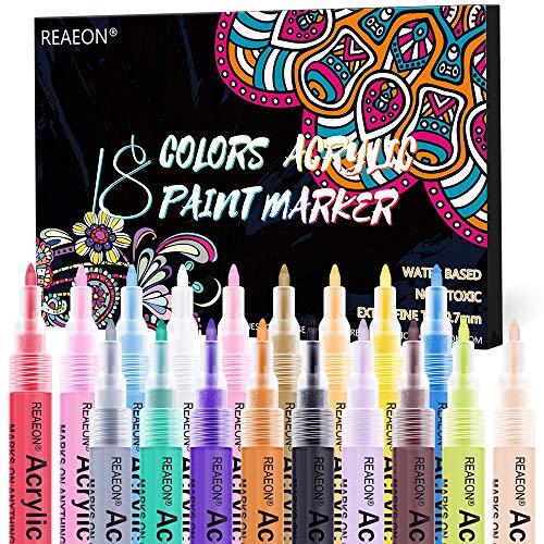 Product Cover Paint pens, Acrylic Paint Markers for Rocks, Craft, Ceramic, Glass, Wood, Fabric, Canvas - Art Crafting Supplies Set of 18 Colors