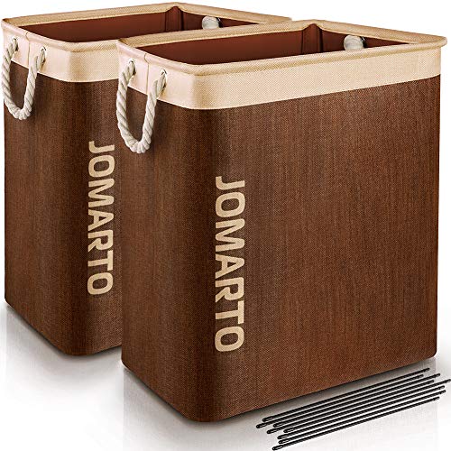 Product Cover JOMARTO 2 Pack Laundry Basket with Handles for Laundry Hamper Collapsible Linen Hamper Laundry Storage Bin Built-in Lining with Detachable Brackets for Toys Clothing Organization Storage- Brown