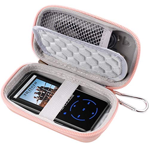 Product Cover MP3 & MP4 Player Case for SOULCKER/G.G.Martinsen/Grtdhx/iPod Nano/Sandisk Music Player/Sony NW-A45 and Other Music Players with Bluetooth. Fit for Earbuds, USB Cable, Memory Card - Rose Gold
