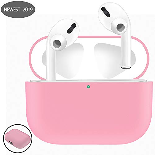 Product Cover LANGXIANGO Compatible for Airpods Pro Case, Cute Carrying Case for AirPods 3 Charging Case [2019 Release] Shock-Absorbing Soft Slim Silicone Case Skin [Visible Front LED] (Pink)