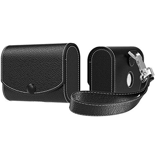 Product Cover MoKo Case Fit AirPods Pro 2019, Magnetic Snap Closure PU Leather Fashion Style Full Protective Cover Carrying Pouch Pocket with Holding Strap for Airpods Pro Wireless Headset Charging Box - Black