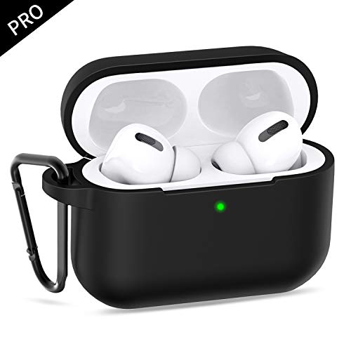 Product Cover Ztotop Case for New AirPods Pro Case 2019, Visible Front LED/Soft Silicone/Shock & Scratch-Resistant, Durable Protective Cover with Hinge for AirPods Pro Charging 2019 Case 3rd Gen, Black