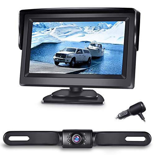 Product Cover eRapta Backup Camera ERT01 with 4.3 inch Monitor License Plate Back Up Camera for Car Pickup Truck SUV Rear View Camera Backing Reverse Camera Crystal Clear Image IP69 Waterproof Nice Night Vision