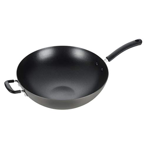 Product Cover T-fal, Ultimate Hard Anodized, Nonstick 14 in. Wok, Black, E76589, 14 Inch, Grey