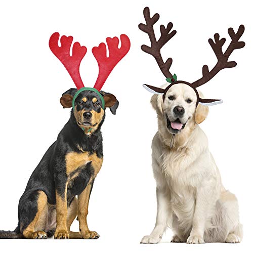 Product Cover BWOGUE Dog Christmas Elk Reindeer Antlers Headbands Set Pet Christmas Costume Accessories Headwear for Medium Large Dogs