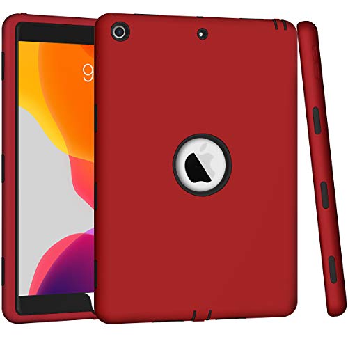 Product Cover ZHK iPad 7th Generation Case, iPad 10.2 2019 Case, Heavy Duty Shockproof Case High Impact Resistant Rugged Hybrid 3 Layer Full-Body Protective Case Cover for Apple iPad 10.2 inch 2019-Red Black