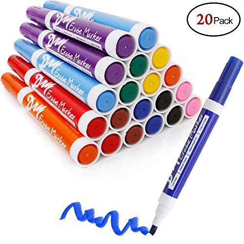 Product Cover Volcanics Dry Erase Markers Low Odor Chisel Tip Whiteboard Markers Pack of 20,10 Colors