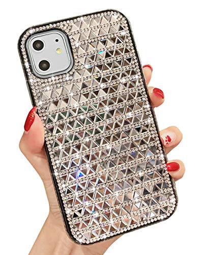 Product Cover KERZZIL iPhone 11 Case, Handmade Bling Glitter Shiny Rhinestone Diamond Case for Girls and Women, Protective TPU Cover Cases for Apple iPhone 11 6.1Inch (Silver)