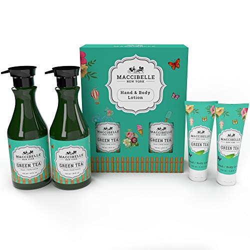 Product Cover Maccibelle Set Lotion Kit 2 PC Green Tea 750ml & 2 PC 100 ml Made in KOREA with Gift Box and Handle Perfect for Birthday Gift, Christmas Gift, New Year