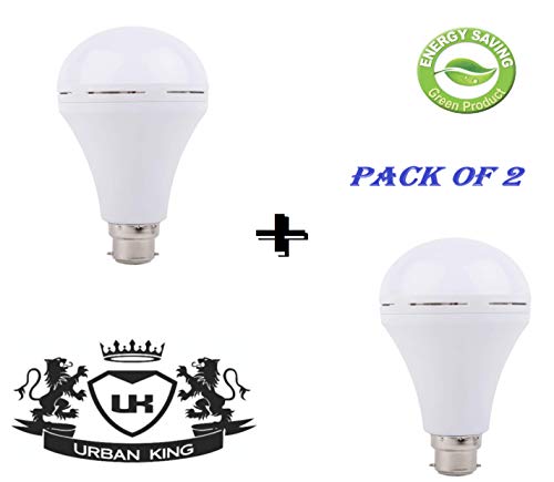 Product Cover URBAN KING Inverter Rechargeable Base LED B-22 Ceramic Emergency Bulb Up to 5 hrs Backup (Cool Day Light, 9W) - Pack of 2