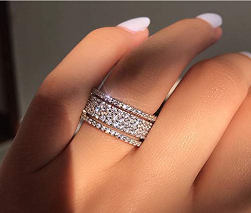 Product Cover Cutedoumiao 925 Sterling Silver Rings Cubic Zirconia Eternity Engagement Wedding Bands Wedding Rings for Women Anniversary Eternity Bands 3 Band Width Rings CZ Engagement Bridal (9)