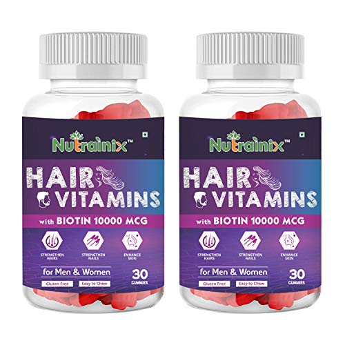 Product Cover Nutrainix Hair Vitamins Gummy with Biotin 10000mcg - 60 Veg Gummies
