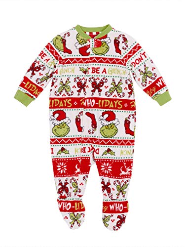 Product Cover Matching Family Christmas Pajamas Unisex Dr. Seuss The Grinch Union Suit Sleeper (6-9m) Red