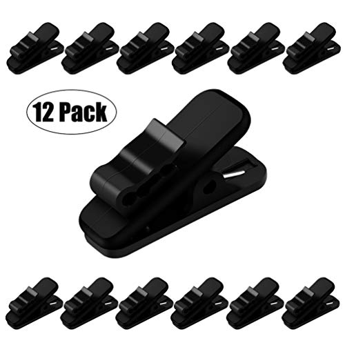 Product Cover FENGWANGLI Earphone Wire Clip Headphone Mount Cable Clothing Clip Earbud Clip to Keep Earphone/Microphone Cord in Place for 1.5mm Wire Diameter Round Wire Earphone,12 Pcs (Black)