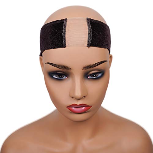 Product Cover LONGQI Wig Grip Headband with Transparent Lace for Wigs & Frontals, Flexible Velvet Adjustable Non-slip Scarf Hair Head Bands for Women (Brown)