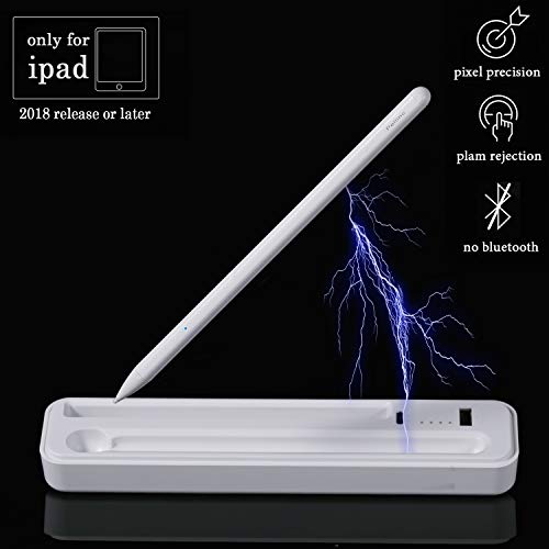 Product Cover Stylus Pen for Apple iPad Pro, Stylist Active Digital Pencil Support Wireless Charging & Palm Rejection, for iPad Pro 3rd Gen 11/12.9 Inch/Air 3rd Gen/iPad 6th Gen/iPad Mini 5th Gen After 2018 (White)