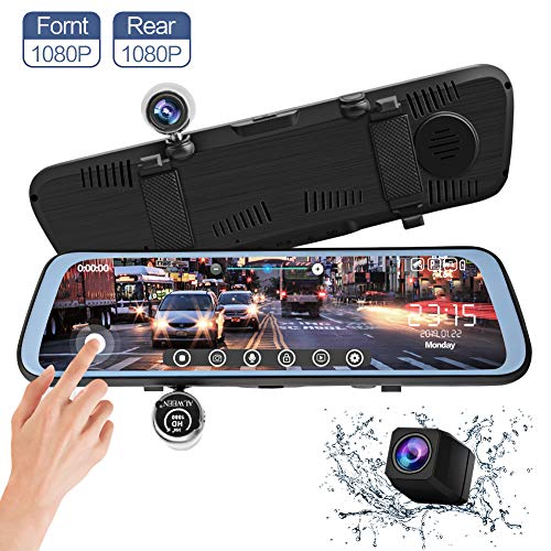 Product Cover ALWEEN10 inch Mirror Dash Cam Touch Full Screen ; 1080P 170° Full HD Front Camera;1080P 140°Wide Angle Full HD Rear View Camera；Time-Lapse Photography,Parking Monitoring,350 Degree Rotation Camera.