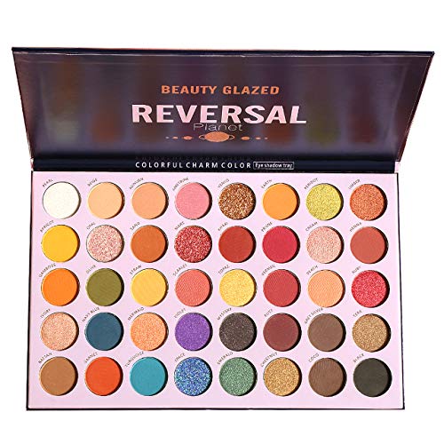Product Cover Beauty Glazed High Pigmented Makeup Palette Easy to Blend Reversal Planet 40 Shades Diamond Metallic Foils Matte Professional Eyeshadow Sweatproof and Waterproof Eye Shadow Christmas Gift Set
