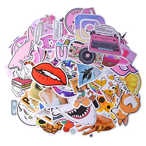 Product Cover Vinyl Stickers for Water Bottles Laptop Phone Luggage Car Skateboards Guitars Motorcycle Bicycle, Cute Waterproof Aesthetic Stickers for Teens Girls Kids (103pcs, Pink & Yellow)