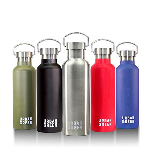Product Cover Urban Green Stainless Steel Vacuum Insulated Water Bottle 25OZ, 18/8 Double Wall Sports Water Bottle, Wide Mouth, Powder Coated, Best Gift for Camp Runner Beach Picnic (Stainless Steel)