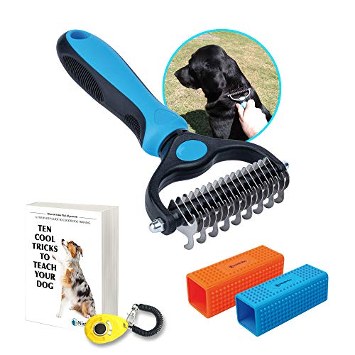 Product Cover Ninth Bay, Superior Deshedding Tool for Dogs, Undercoat Rake and Dog Hair Remover Bundle, Pet Grooming Tool Suitable for All Dogs and Cats, Safe and Easy to Use & Clean, Detangles Long and Short Hair