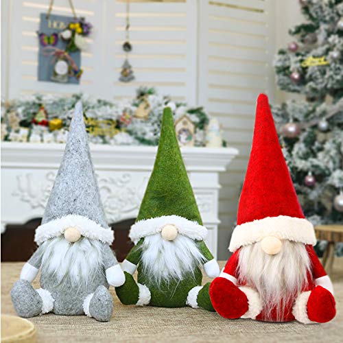 Product Cover Leipple Christmas Gnome Plush Decorations - Handmade Swedish Tomte Scandinavian Santa Elf Ornaments - Gnome Christmas Decor for Home,Restaurants,Office - 3 Packs