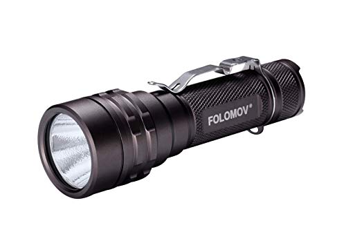 Product Cover FOLOMOV 18650L Super Bright 1600 Lumens,450 Meters Beam Distance Tactical Flashlight,USB Charging Battery Include,15 Modes, IPX-8 Waterproof,for Camping and Hiking