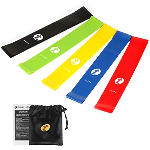 Product Cover Etoplus Resistance Bands - Set of 5 Exercise Bands, Resistance Loops Workout Bands for Physical Therapy, Legs, Butt, Home Fitness, Yoga, Stretching with Instruction Manual & Carry Bag (5 Colors)