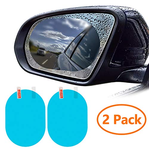 Product Cover ZWOOS 2PCS Car Rearview Mirror Film, HD Nano Film Anti Fog Film Car Rear View Mirror Waterproof Film Protective Film Anti Glare Rain-Proof Anti Water Mist Protector for Car Mirrors (Oval)