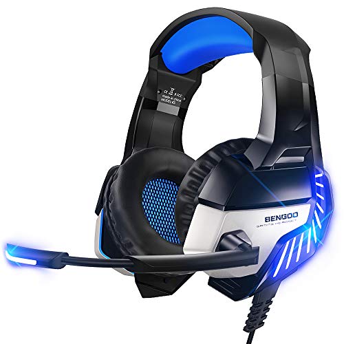 Product Cover BENGOO K8 Series II Gaming Headset for PS4, Xbox One, PC, Mac, Noise Cancelling Over Ear Headphones with Microphone (Blue)