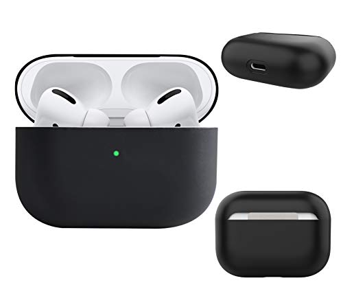Product Cover DamonLight AirPods Pro Case [Front LED Visible][Supports Wireless Charging] Shock Proof Protective Cover for Airpods Pro Charging Case(Black)