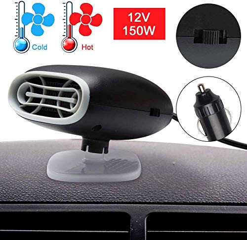 Product Cover Wonninek Portable Car Heater, 12V 150W Fast Heating Car Windscreen Heater Fan Defogger Defroster with 360° Rotating Base, Plug in Cigarette Lighter 2 in 1 Heating/Cooling Mini Auto Car Heater (Black)