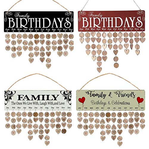 Product Cover Dethler DIY Wooden Birthday Anniversary Wall Hanging Reminder Calendar Plaque Statues