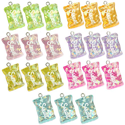 Product Cover 21 Pcs Colorful Sweet Candy Pendant Charms Erring Bracelet DIY Jewelry Making Pendants for Chirld Girl