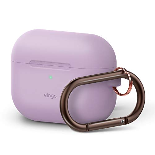 Product Cover elago Original Hang Case Designed for Apple AirPods Pro Case Cover for AirPods Pro - Full Protective Silicone Case Cover with Keychain (Lavender)