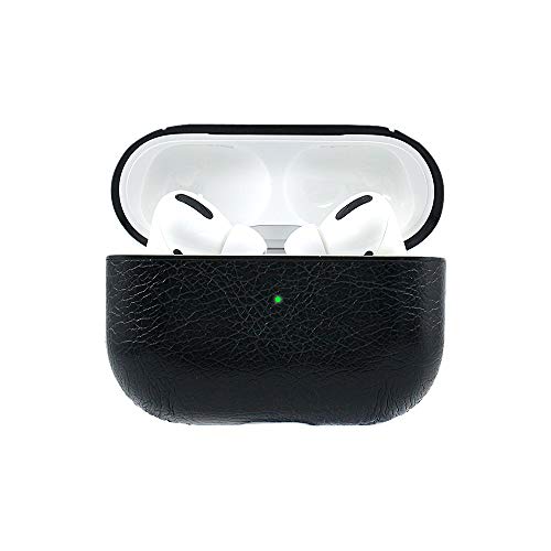 Product Cover Airpods Pro Case Keychain,Leather Charging Protective Case Cover for AirPod Pro / 3 2019 Newest Generation Earphones Accessories (Front LED Visible) (Black)