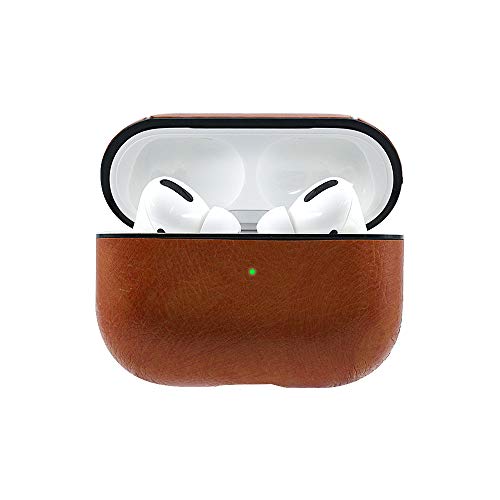 Product Cover Airpods Pro Case Keychain,Leather Charging Protective Case Cover for AirPod Pro / 3 2019 Newest Generation Earphones Accessories (Front LED Visible) (Brown)