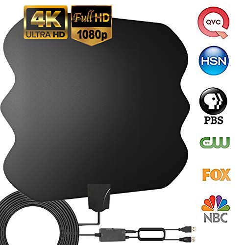 Product Cover HDTV Antenna Amplified Indoor TV Antennas,130+Miles Long-Range Reception Indoor Digitial HDTV Antenna with Switch Amplifier Support 4K HD1080P UHF VHF Freeview Local TV Channels-16.5ft Coax Cable