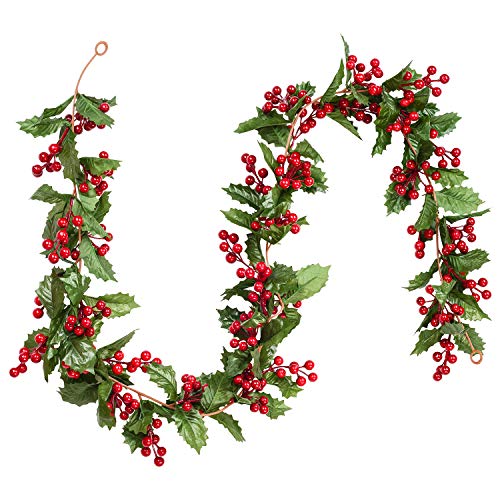 Product Cover DearHouse 6FT Red Berry Christmas Garland, Flexible Artificial Berry Garland for Indoor Outdoor Hone Fireplace Decoration for Winter Christmas Holiday New Year Decor
