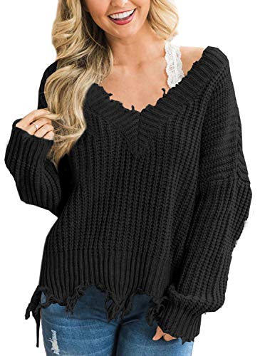 Product Cover For G and PL Women's Long Sleeve V-Neck Ripped Knit Sweater Crop Top
