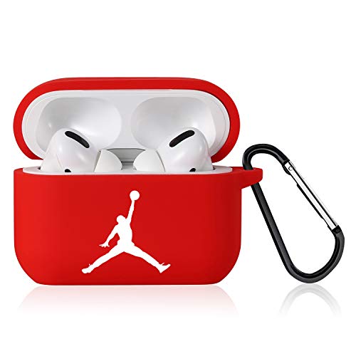 Product Cover Punswan for Airpods Pro Case,Cute 3D Luxury Character Soft Silicone Stylish Cover, Sport Fun Cool Keychain Style Design Skin,Cases with Lanyard Chain,for Girls Kids Boys Men Air pods Pro/3 (Red Jorda)