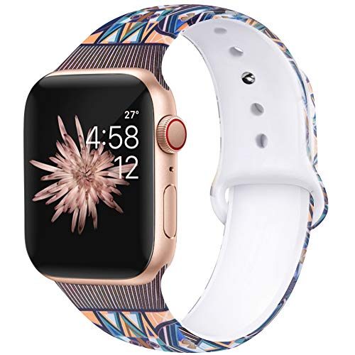 Product Cover Bravely klimbing Floral Bands Compatible for App le Watch Band 38mm 40mm 44mm 42mm Fadeless Pattern Printed Replacement Band Wristband for iWatch Series 5 4 3 2 1, for Women Men Kids S/M M/L