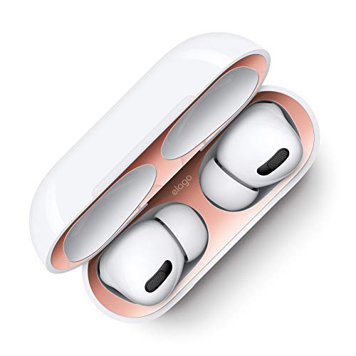 Product Cover elago Dust Guard Compatible with AirPods Pro 3rd Generation - Dust-Proof Film, Ultra Slim, Luxurious Looking, Protect from Iron/Metal Shavings (1 Set, Rose Gold)