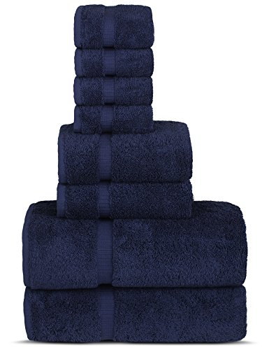 Product Cover Chakir Turkish Linens Hotel & Spa Quality, Highly Absorbent Towel Set (Set of 8, Navy Blue)