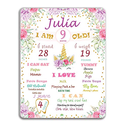 Product Cover Baby Milestone Girls Unicorn First Birthday Board - Baby Girl Gifts Baby Monthly Milestone Unicorn First Birthday Girl First Birthday Party Decorations Unicorn First Birthday Newborn Girl Gifts Photo