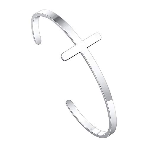 Product Cover M MOOHAM Inspirational Cross Jewelry Bible Verse Bracelet Stainless Steel Cuff Bangle Christian Jewellery Gifts for Women